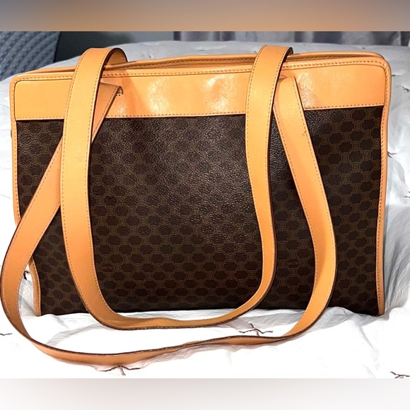 Vintage Celine Tote Handbag Triomphe Macadam Shoulder Purse Large Brown Purse - Picture 3 of 15